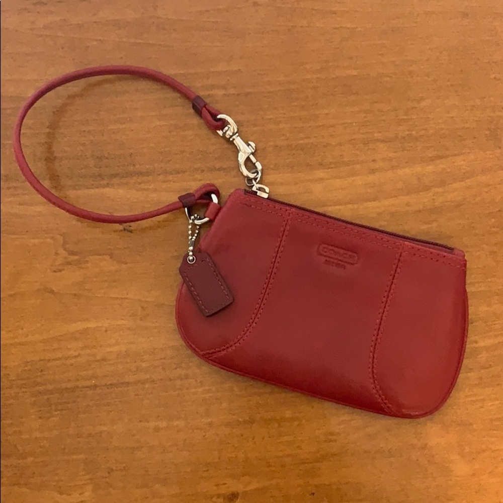 Coach Red Genuine Leather Wristlet